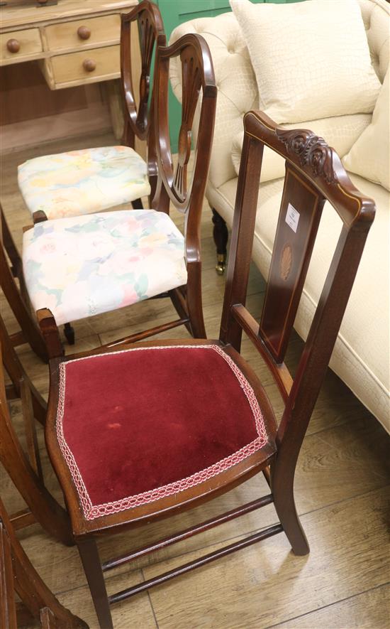 Two Edwardian salon chairs and another